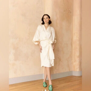 Meraki Artisanal The Arzu Dress in Off White